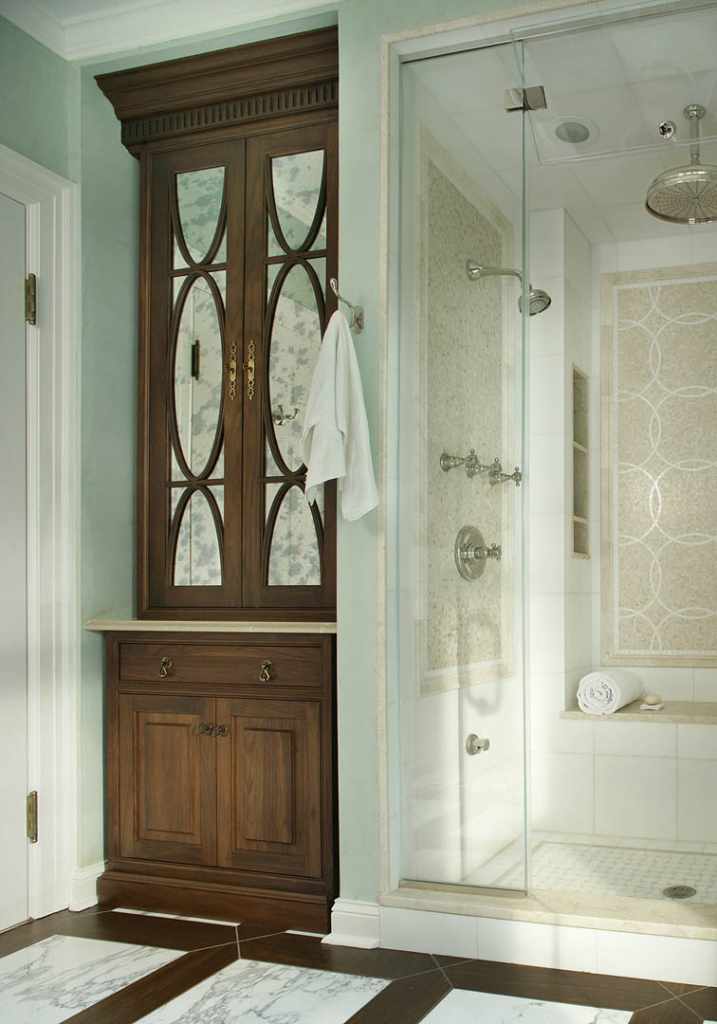 Essential Building Terms for kitchen and baths illustrates a frieze detail in this tall cabinet molding detail. 